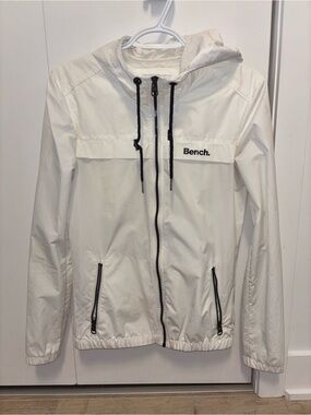 Bench White Hooded Windbreaker Jacket